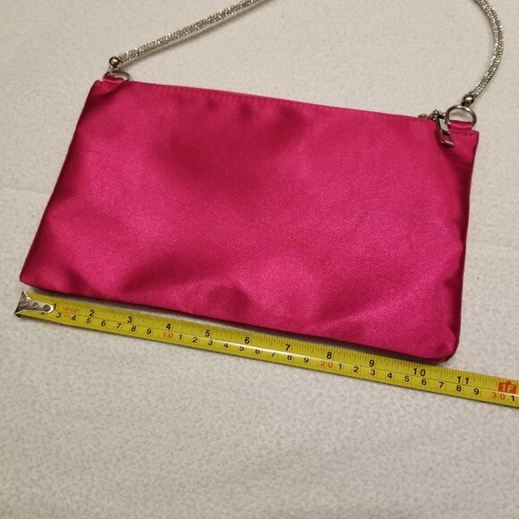 Shoulder Bag & Crossbody Removable Strap Pink Fuchsia Satin Purse Bejewelled NWT - Picture 12 of 14